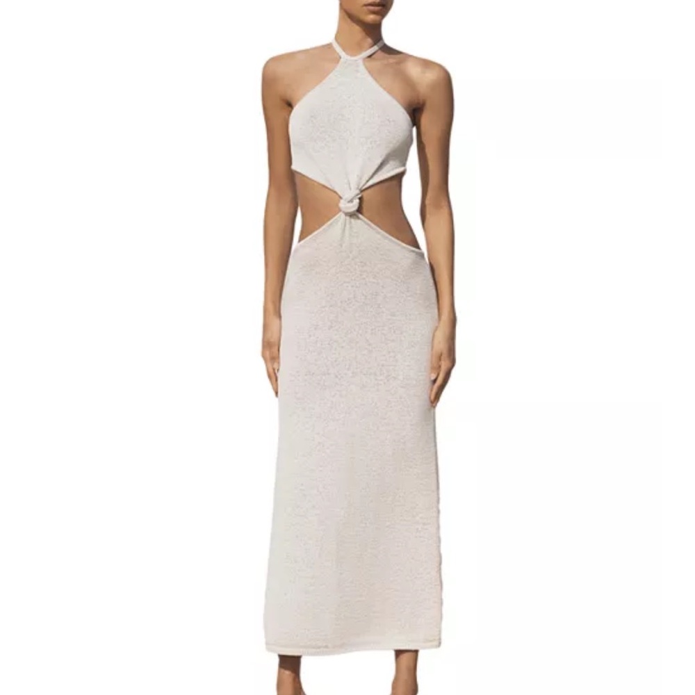 Elegant White Halter Dress